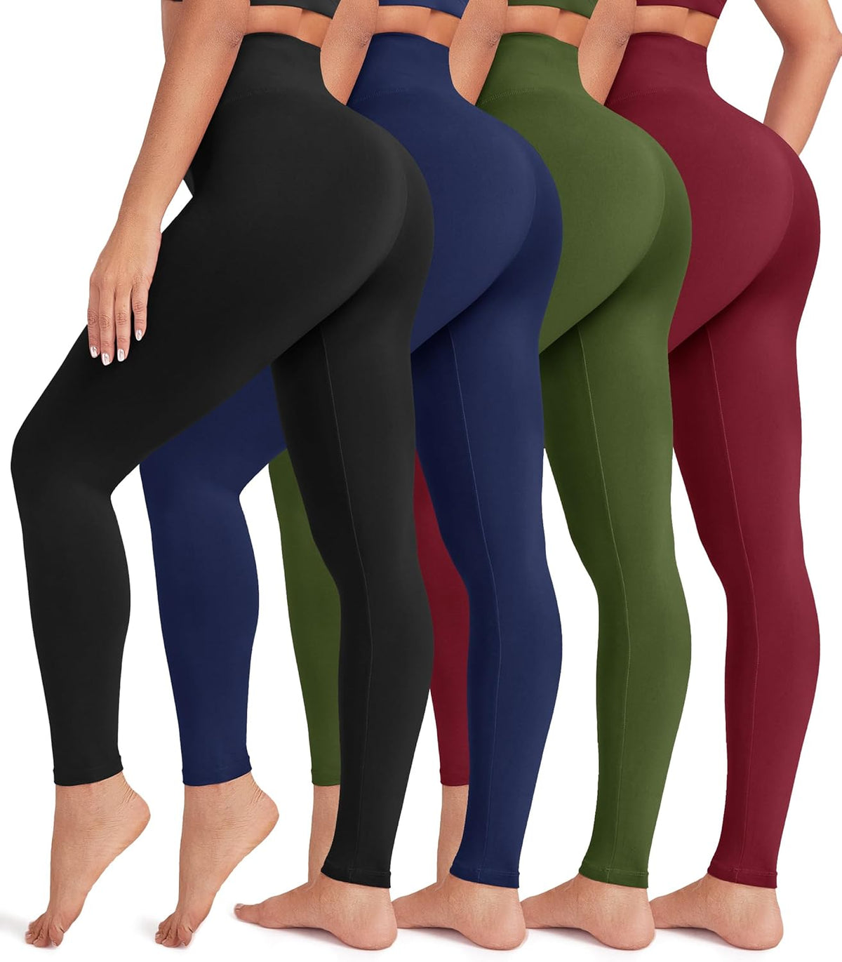 Creamlush 4 Pack Leggings for Women-High Waisted Ultra Soft Stretchy Yoga Lounge Pants