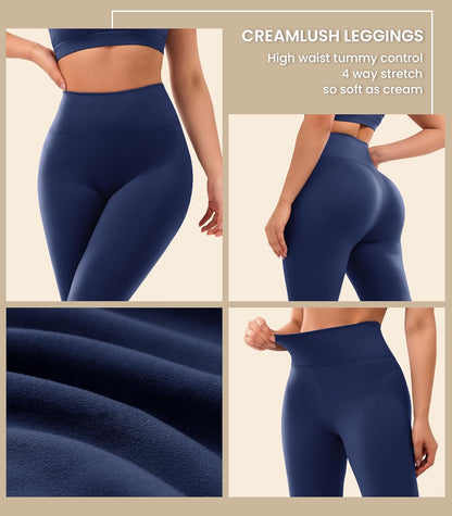 Creamlush 4 Pack Leggings for Women-High Waisted Ultra Soft Stretchy Yoga Lounge Pants