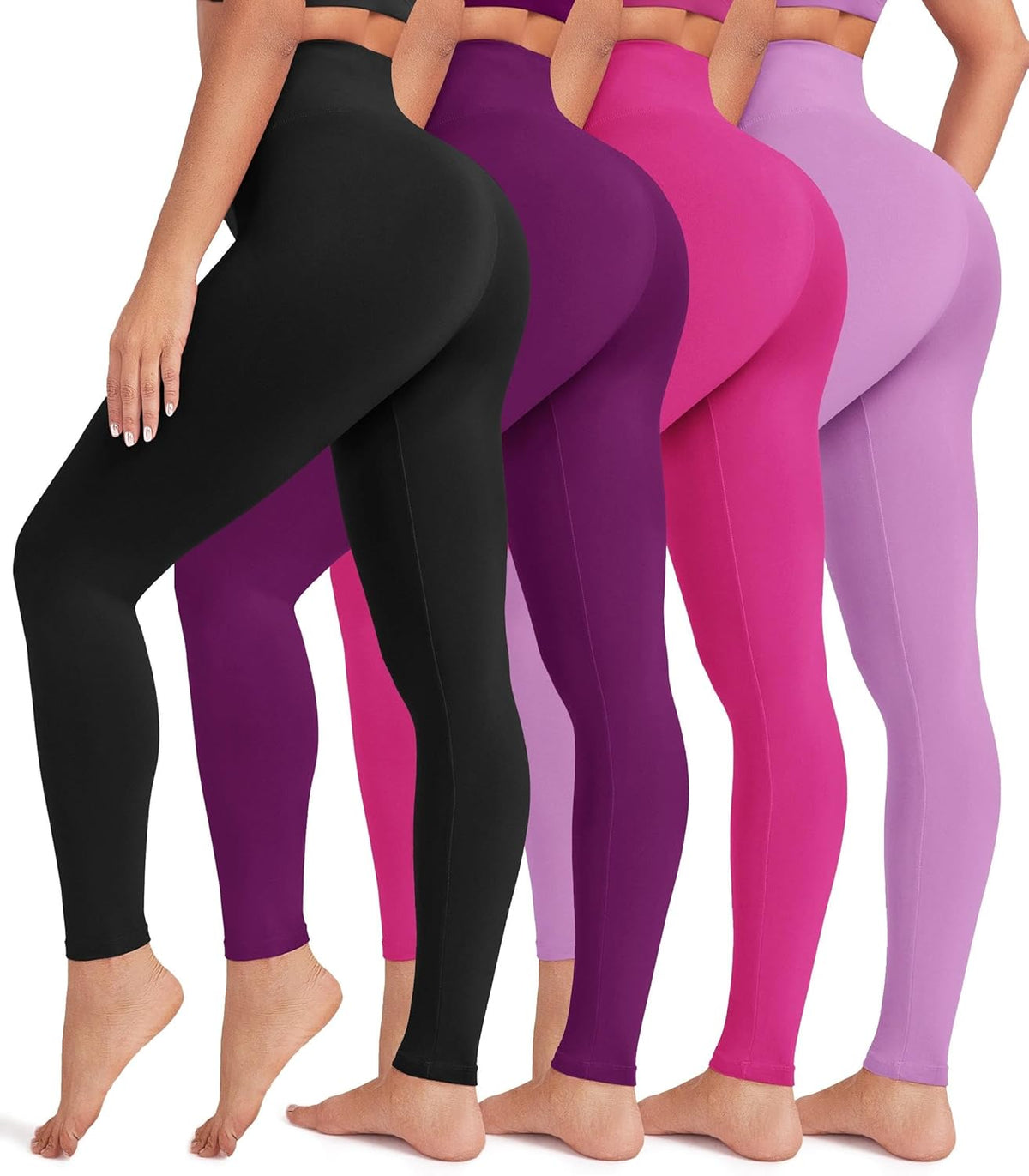 Creamlush 4 Pack Leggings for Women-High Waisted Ultra Soft Stretchy Yoga Lounge Pants