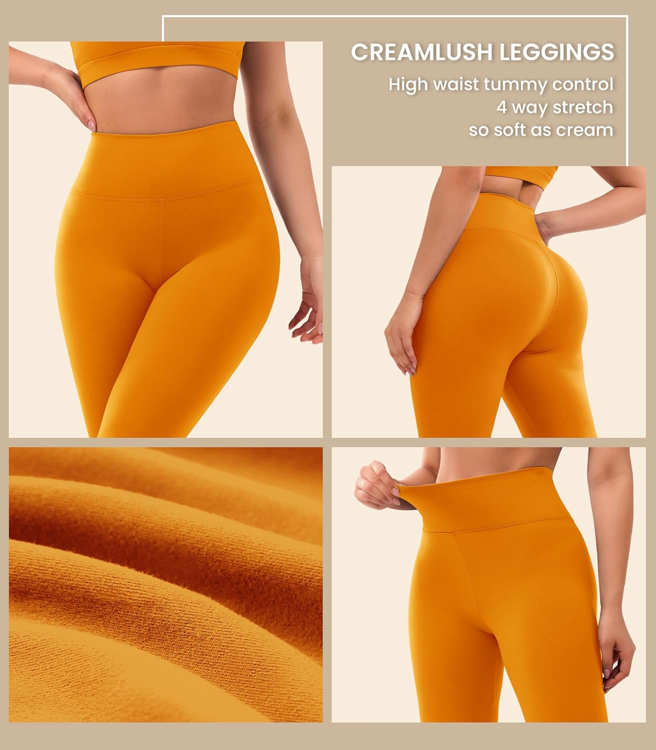 Creamlush 4 Pack Leggings for Women-High Waisted Ultra Soft Stretchy Yoga Lounge Pants