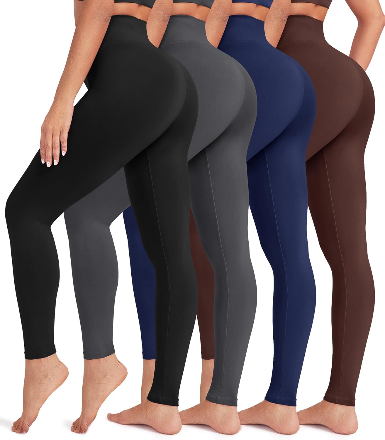 Creamlush 4 Pack Leggings for Women-High Waisted Ultra Soft Stretchy Yoga Lounge Pants