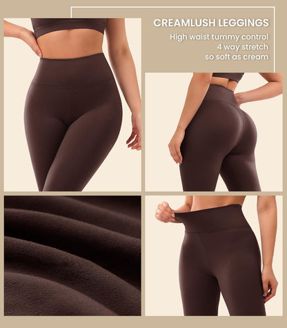 Creamlush 4 Pack Leggings for Women-High Waisted Ultra Soft Stretchy Yoga Lounge Pants