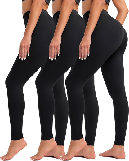 Creamlush 4 Pack Leggings for Women-High Waisted Ultra Soft Stretchy Yoga Lounge Pants