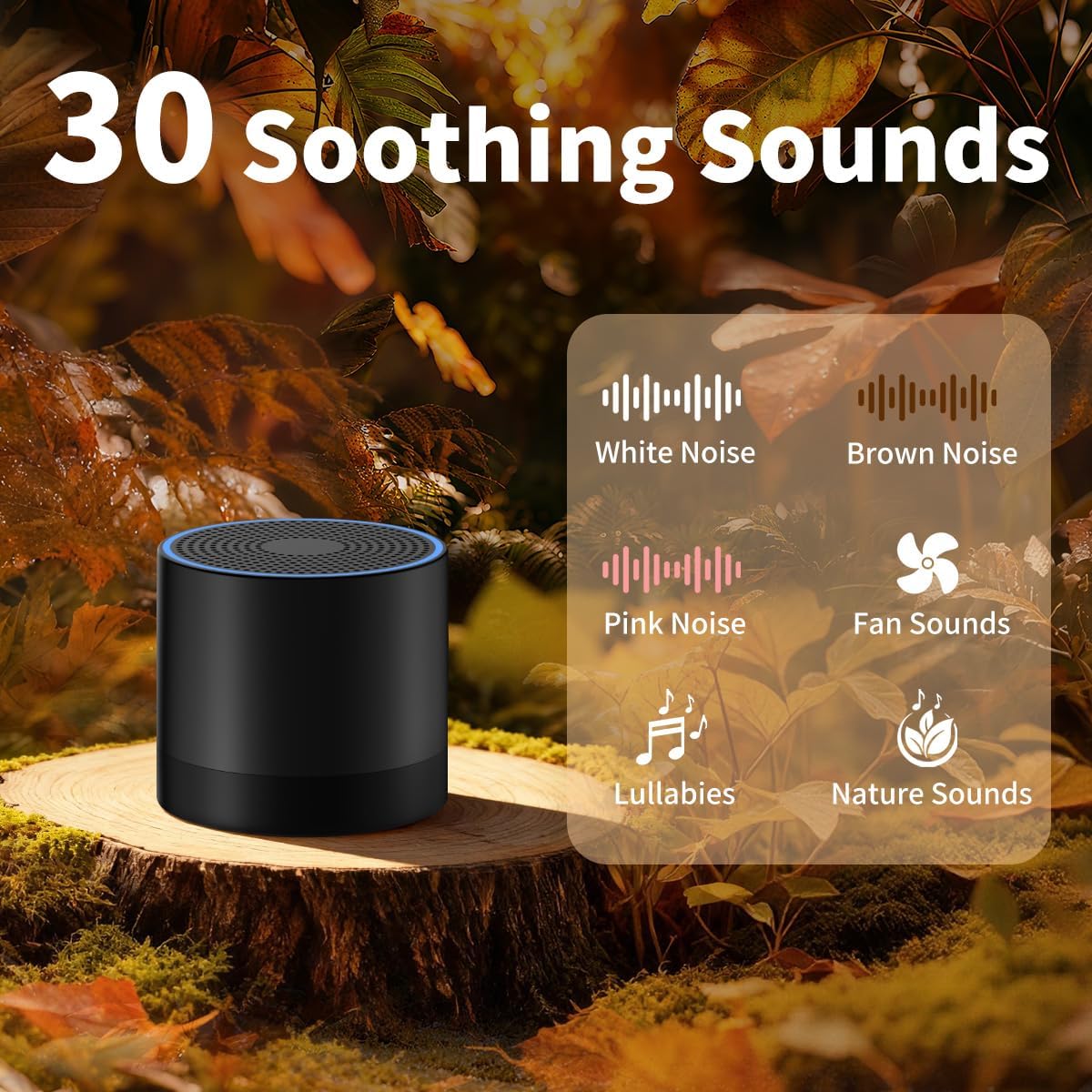 Sound Machine Mini White Noise Machine with 30 Soothing Sounds 4 Timers Memory Function for Newborn Baby Kids Adults Portable Rechargeable Sleep Brown Noise Machine for Travel Camping Home Office