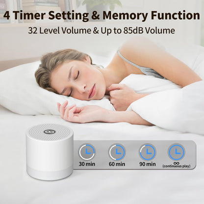 Sound Machine Mini White Noise Machine with 30 Soothing Sounds 4 Timers Memory Function for Newborn Baby Kids Adults Portable Rechargeable Sleep Brown Noise Machine for Travel Camping Home Office