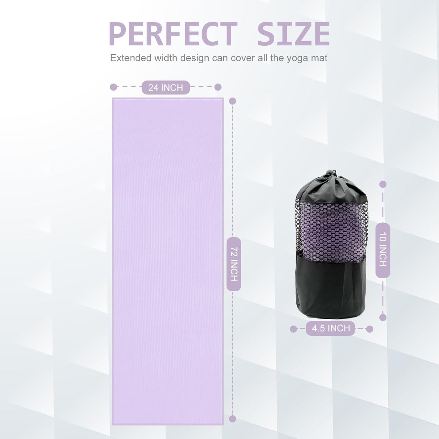 2 Pack Hot Yoga Towel with Grip Dot, Non Slip Yoga Mat Towe Sweat Absorbent Towel for Hot Yoga,Bikram, Pilates and Fitness 72" x 24", Dark Cyan/Steel Blue