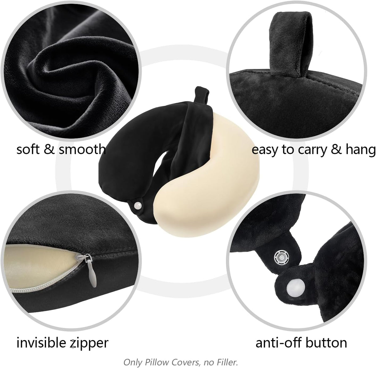 Travel Neck Pillow Cover, U Shaped Neck Pillow Case, Green