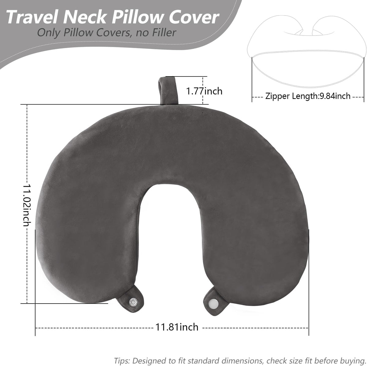 Travel Neck Pillow Cover, U Shaped Neck Pillow Case, Green