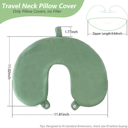 Travel Neck Pillow Cover, U Shaped Neck Pillow Case, Green