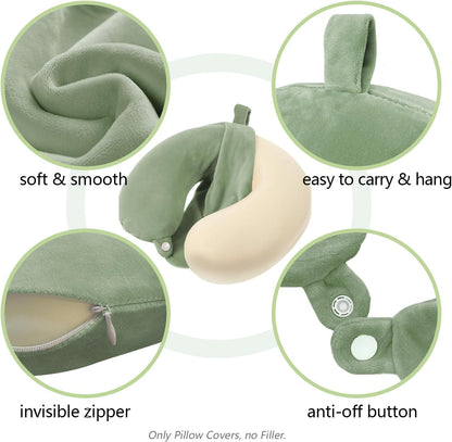 Travel Neck Pillow Cover, U Shaped Neck Pillow Case, Green