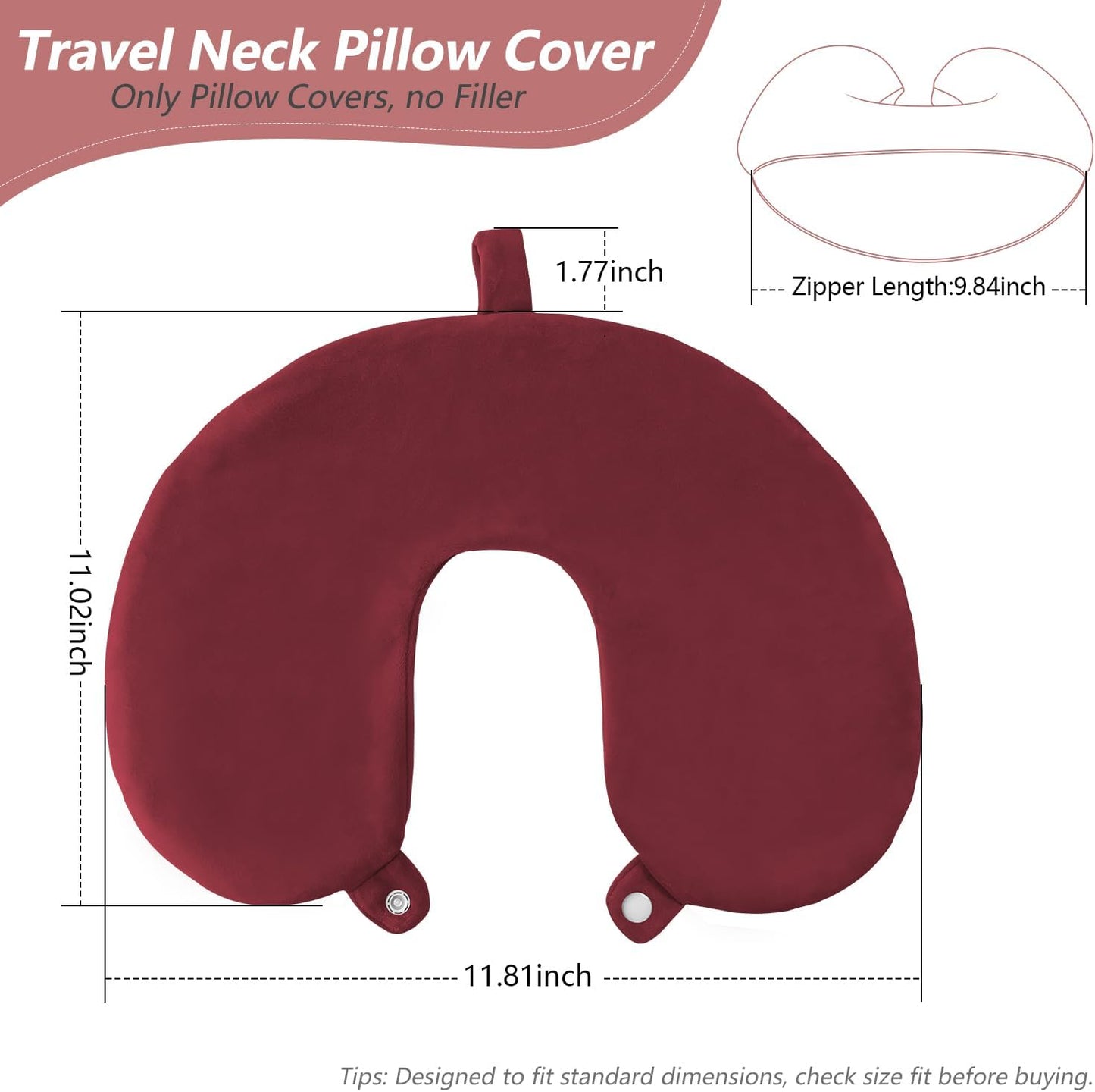 Travel Neck Pillow Cover, U Shaped Neck Pillow Case, Green