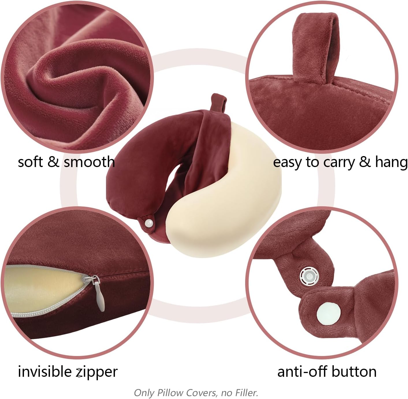 Travel Neck Pillow Cover, U Shaped Neck Pillow Case, Green