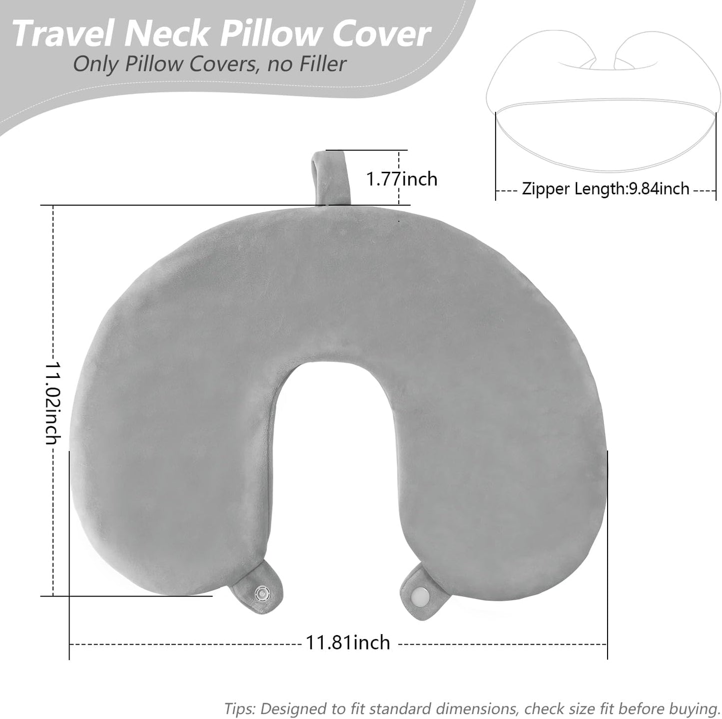 Travel Neck Pillow Cover, U Shaped Neck Pillow Case, Green