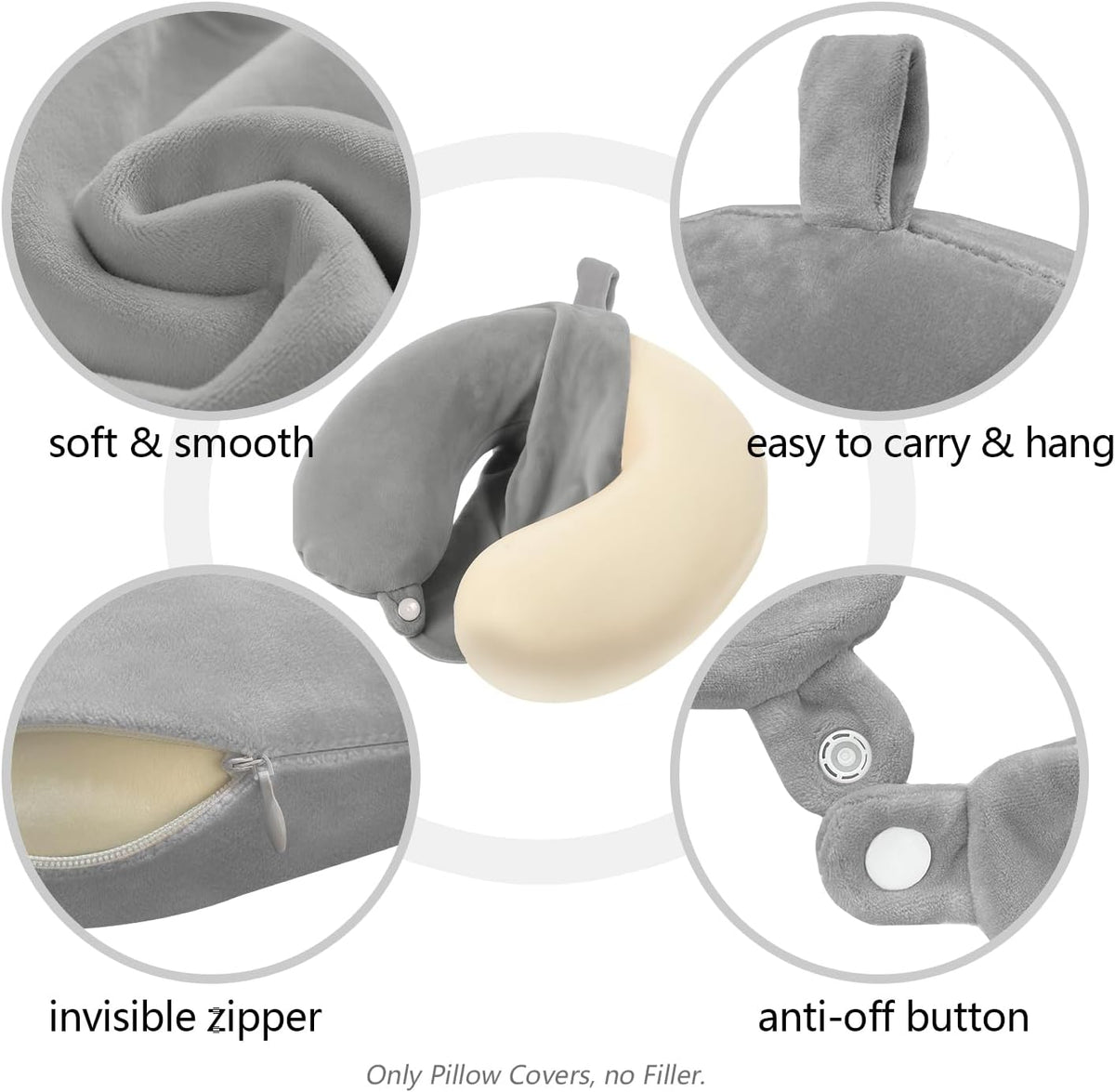 Travel Neck Pillow Cover, U Shaped Neck Pillow Case, Green