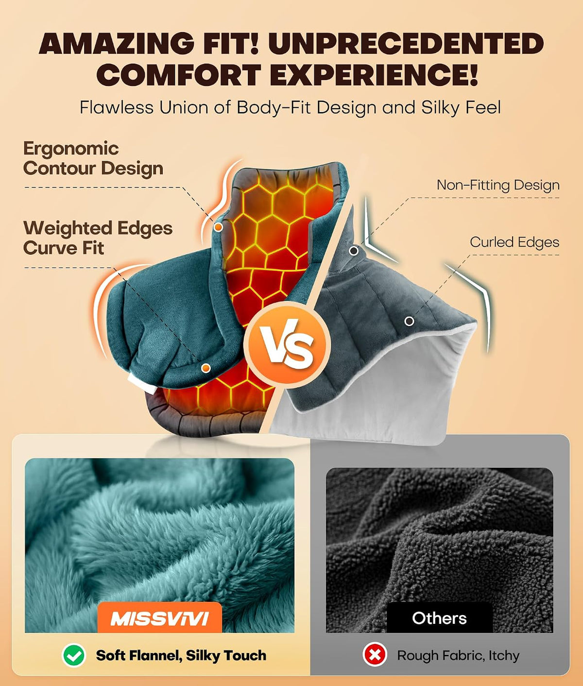 Graphene-Infused Instant Heating Pad with 3M Thinsulate, Ergonomic Weighted Heating Pad for Neck and Shoulders and Back, Heated Neck Wrap w/ 6 Heat Options 4 Auto Timer, Gifts for Women Men