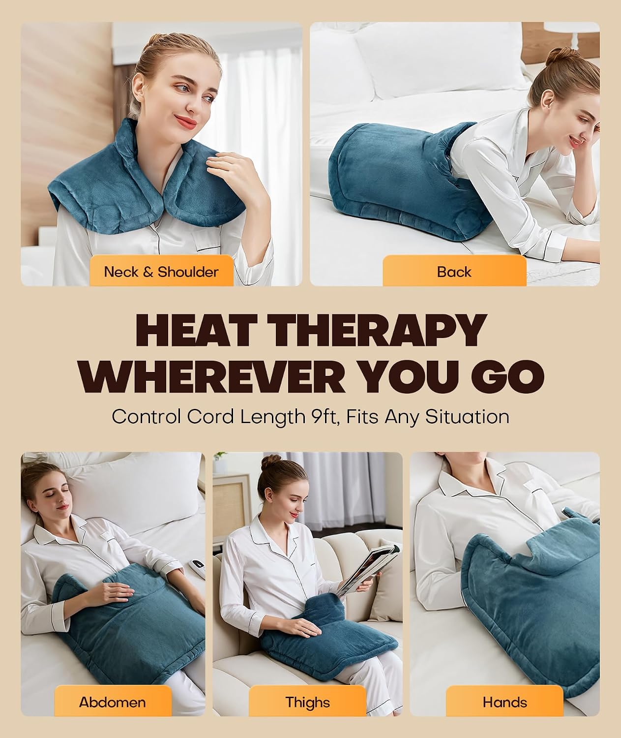 Graphene-Infused Instant Heating Pad with 3M Thinsulate, Ergonomic Weighted Heating Pad for Neck and Shoulders and Back, Heated Neck Wrap w/ 6 Heat Options 4 Auto Timer, Gifts for Women Men