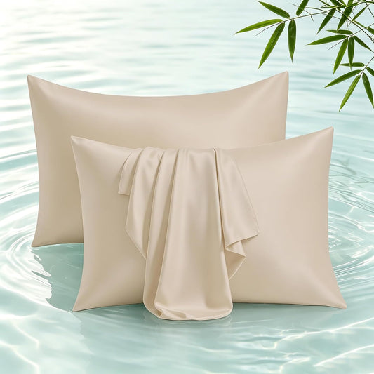 Bamboo Viscose Zipper Pillow Cases King Size Set of 2