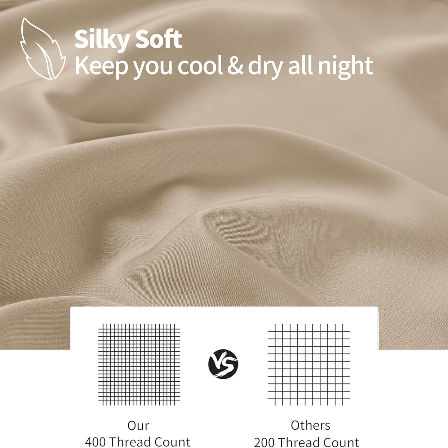Bamboo Viscose Zipper Pillow Cases King Size Set of 2