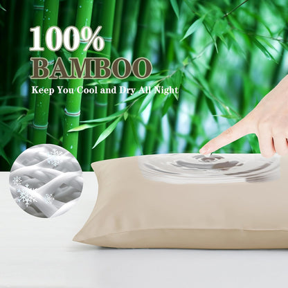 Bamboo Viscose Zipper Pillow Cases King Size Set of 2