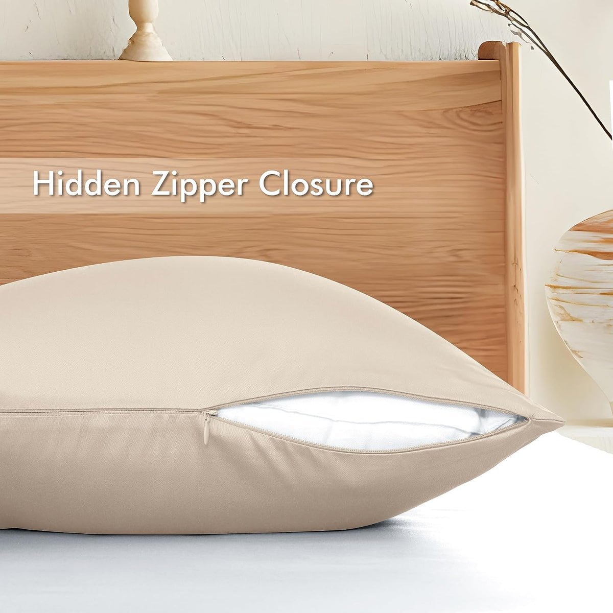 Bamboo Viscose Zipper Pillow Cases King Size Set of 2