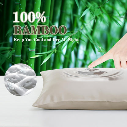 Bamboo Viscose Zipper Pillow Cases King Size Set of 2