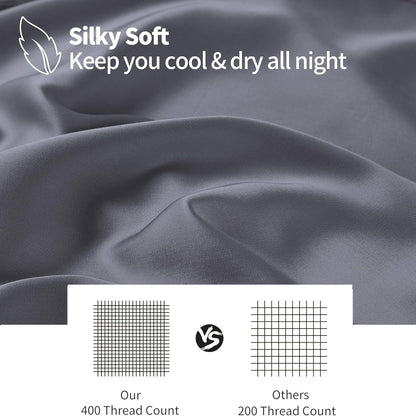 Bamboo Viscose Zipper Pillow Cases King Size Set of 2
