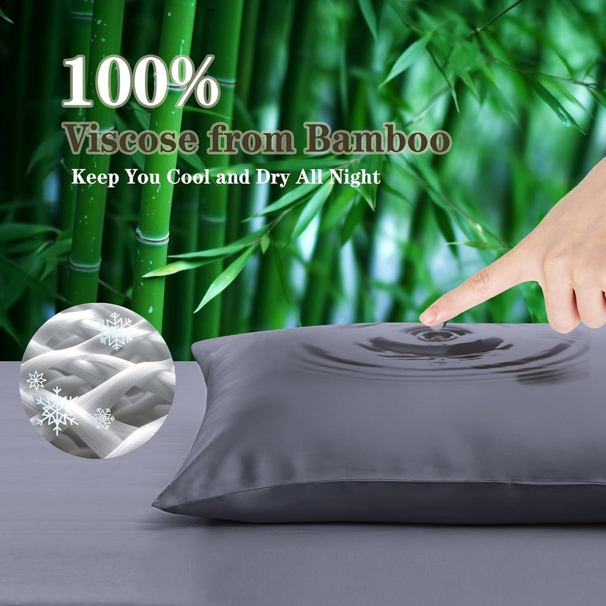 Bamboo Viscose Zipper Pillow Cases King Size Set of 2