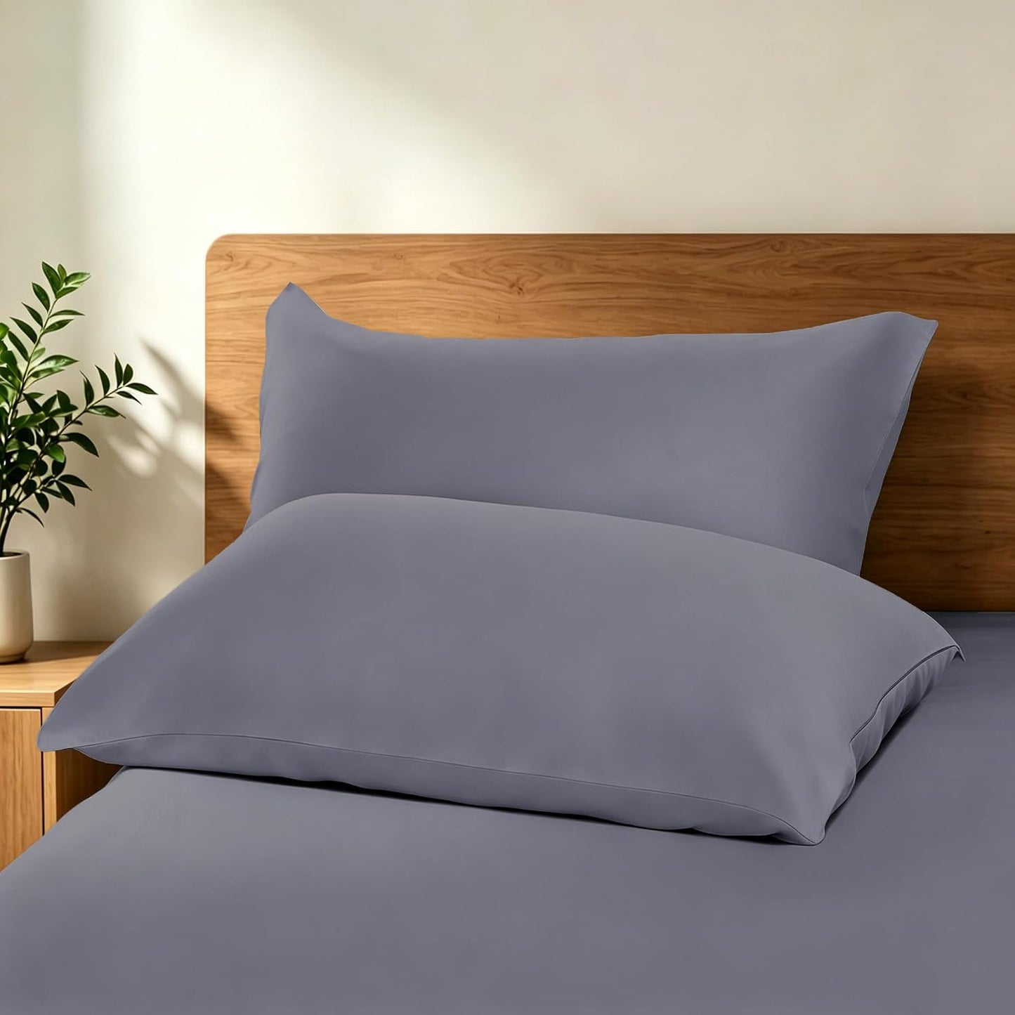 Bamboo Viscose Zipper Pillow Cases King Size Set of 2
