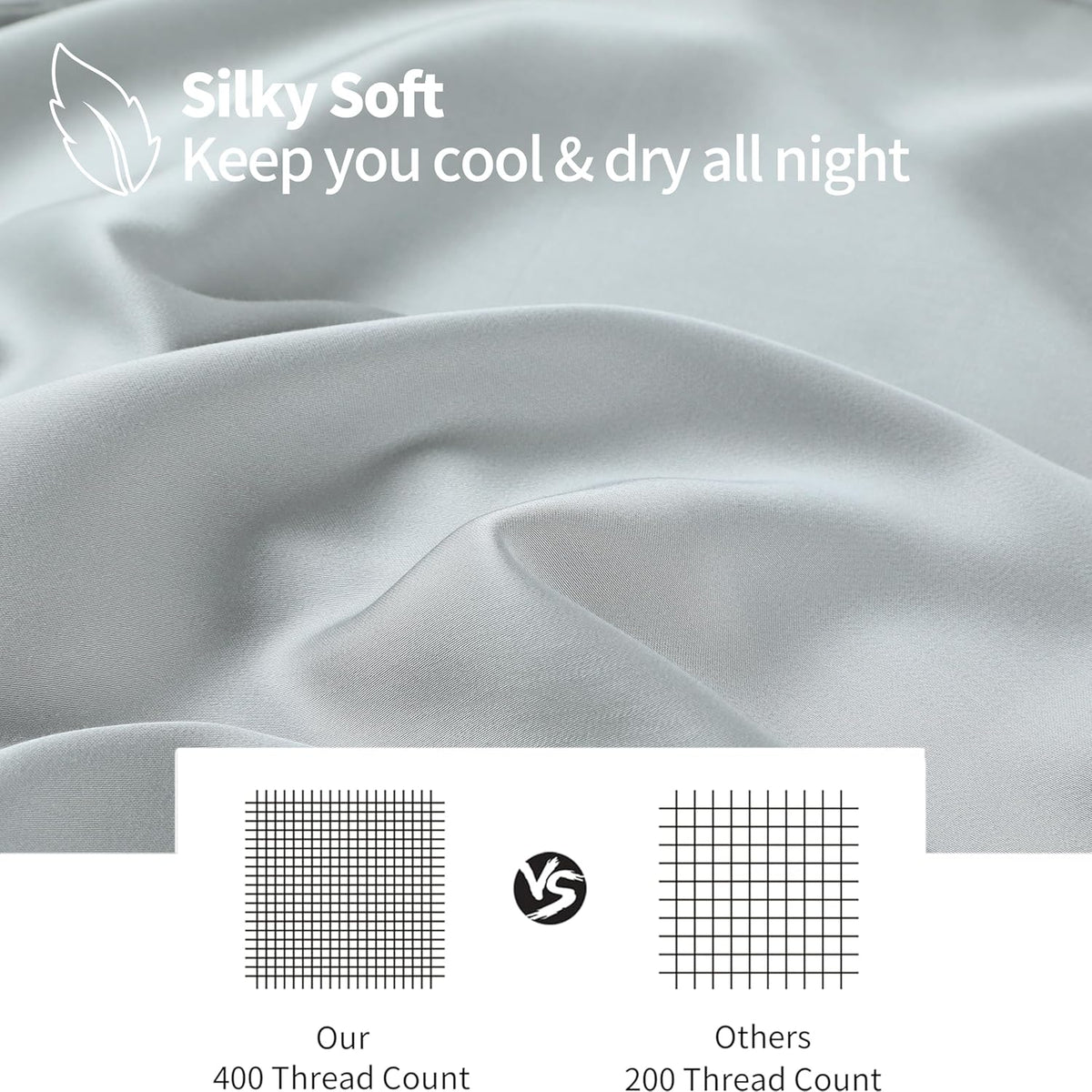 Bamboo Viscose Zipper Pillow Cases King Size Set of 2