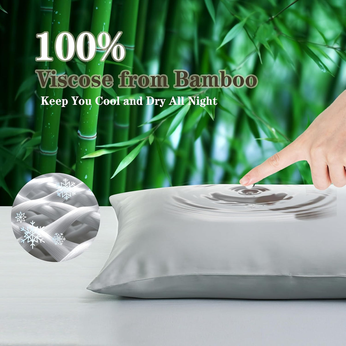 Bamboo Viscose Zipper Pillow Cases King Size Set of 2