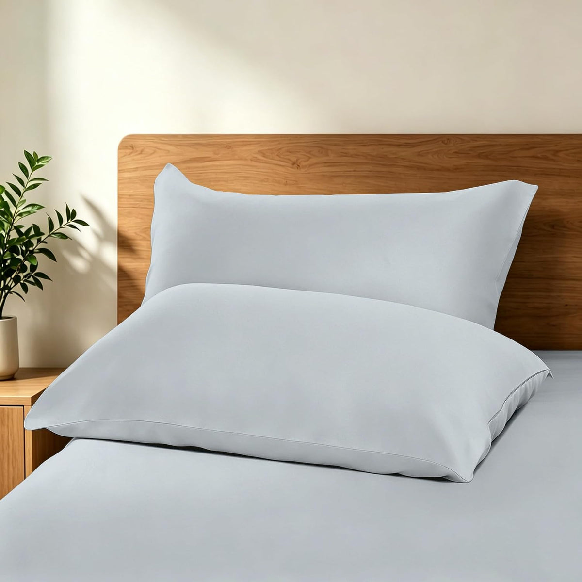 Bamboo Viscose Zipper Pillow Cases King Size Set of 2