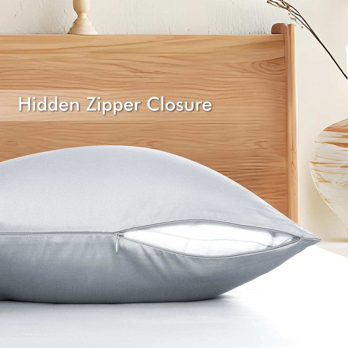 Bamboo Viscose Zipper Pillow Cases King Size Set of 2