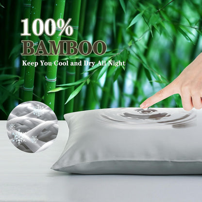 Bamboo Viscose Zipper Pillow Cases King Size Set of 2
