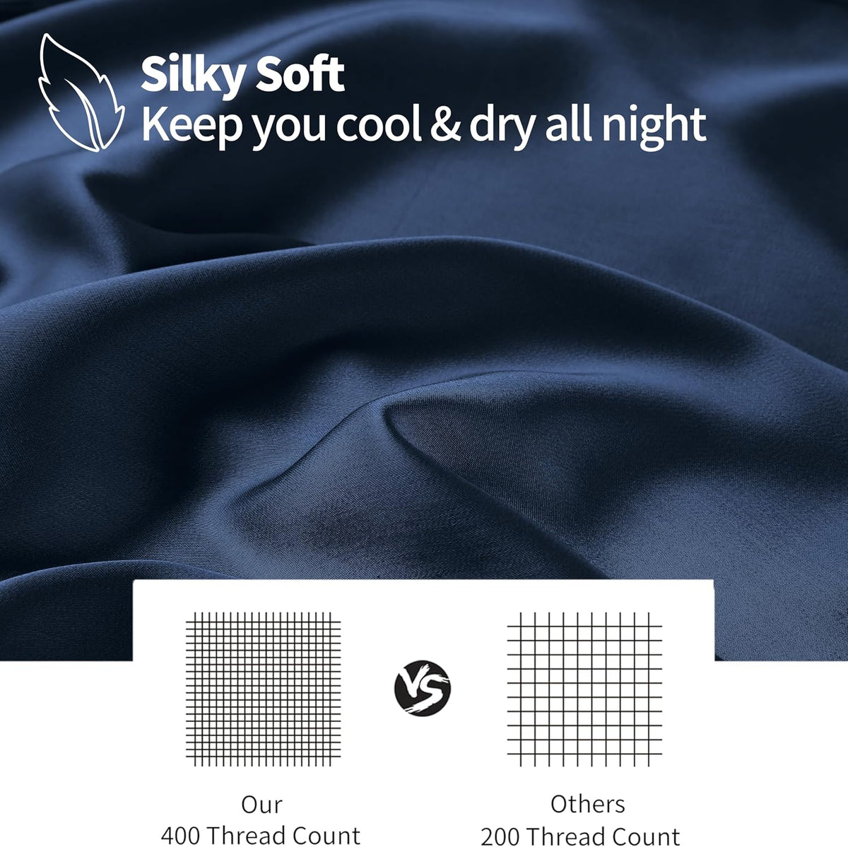 Bamboo Viscose Zipper Pillow Cases King Size Set of 2