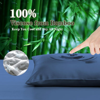 Bamboo Viscose Zipper Pillow Cases King Size Set of 2