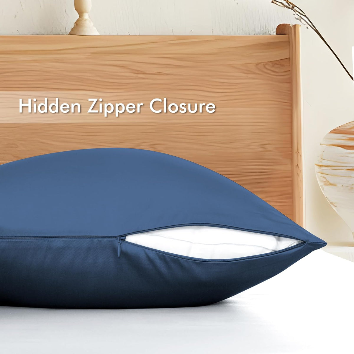 Bamboo Viscose Zipper Pillow Cases King Size Set of 2