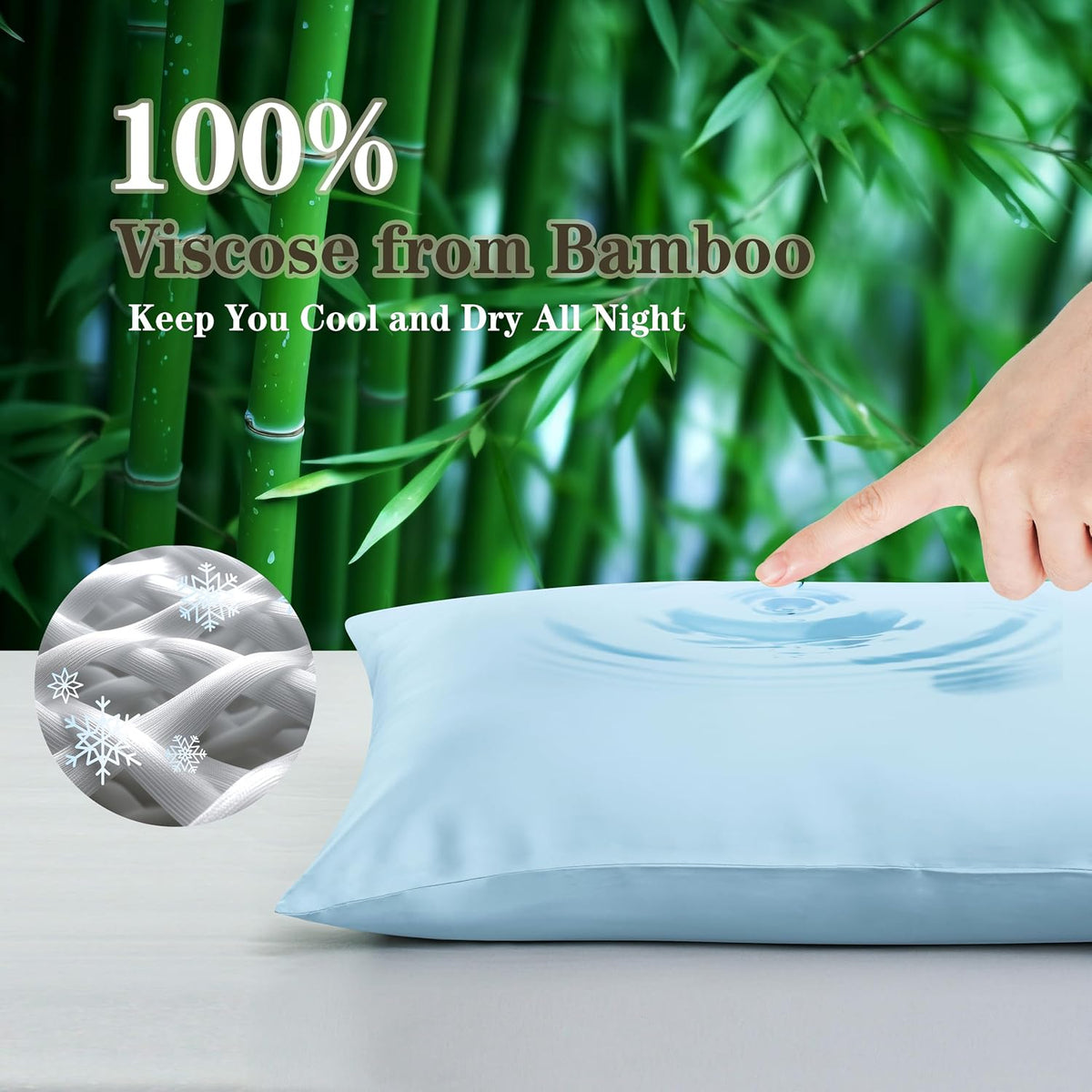 Bamboo Viscose Zipper Pillow Cases King Size Set of 2