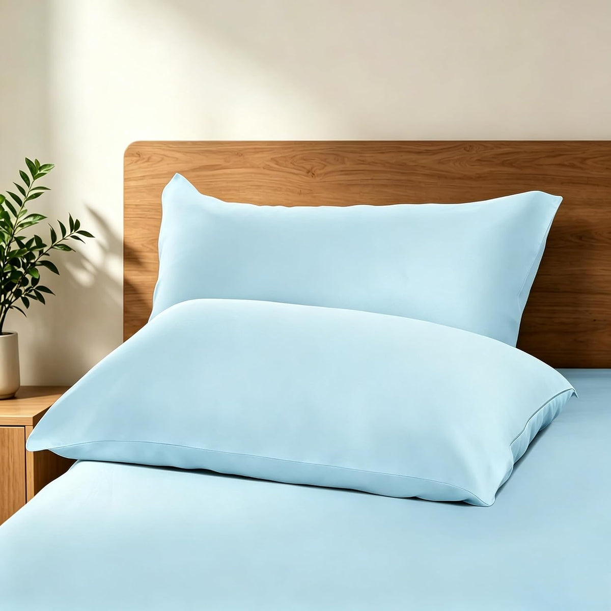 Bamboo Viscose Zipper Pillow Cases King Size Set of 2