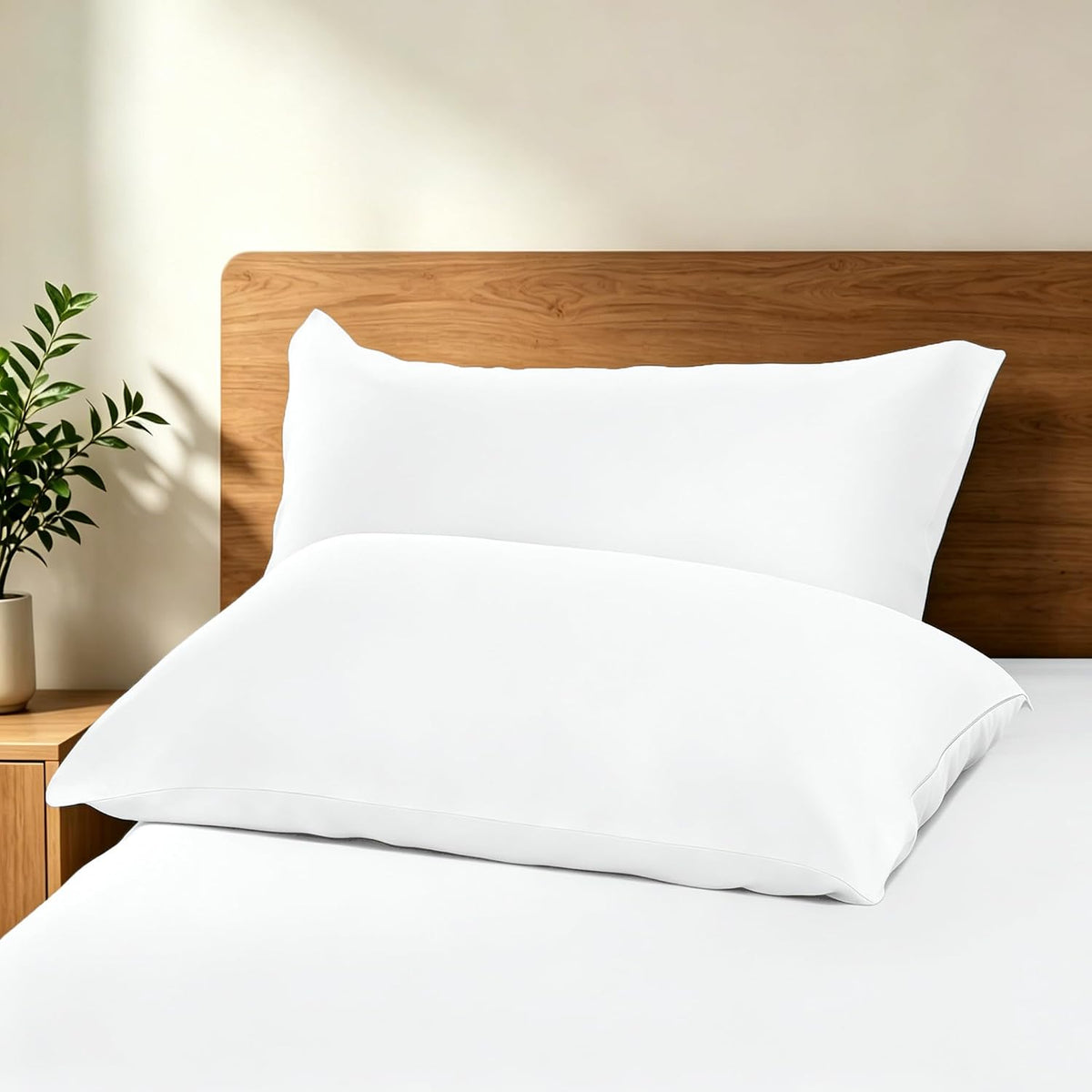 Bamboo Viscose Zipper Pillow Cases King Size Set of 2