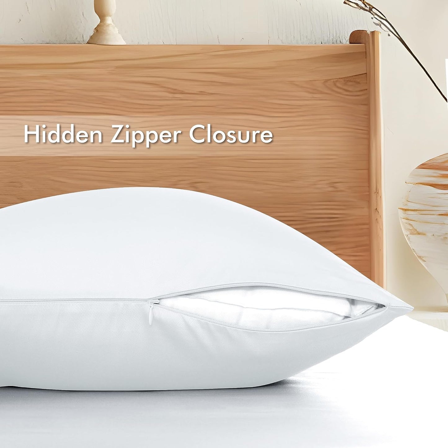 Bamboo Viscose Zipper Pillow Cases King Size Set of 2