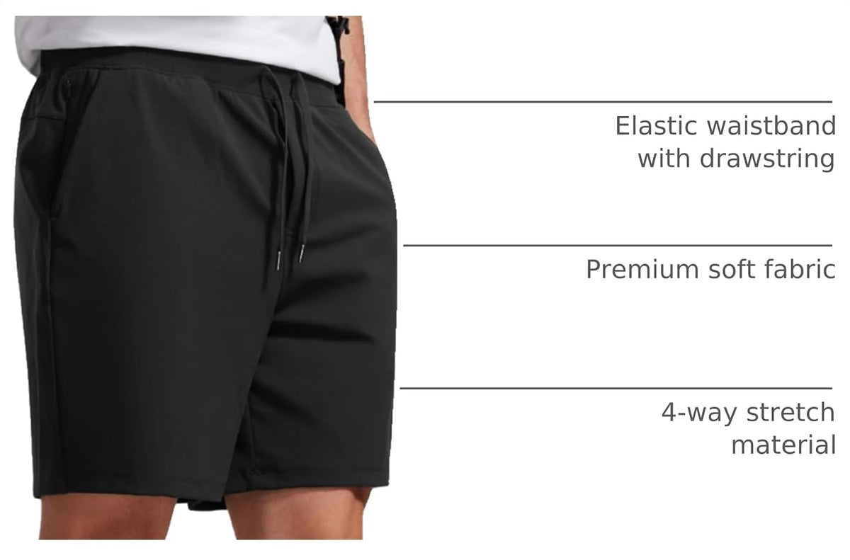 4-Way Stretch Workout Shorts 7" | Wrinkle-Free, Premium Soft, Casual, Pockets, for Men