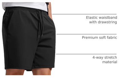4-Way Stretch Workout Shorts 7" | Wrinkle-Free, Premium Soft, Casual, Pockets, for Men