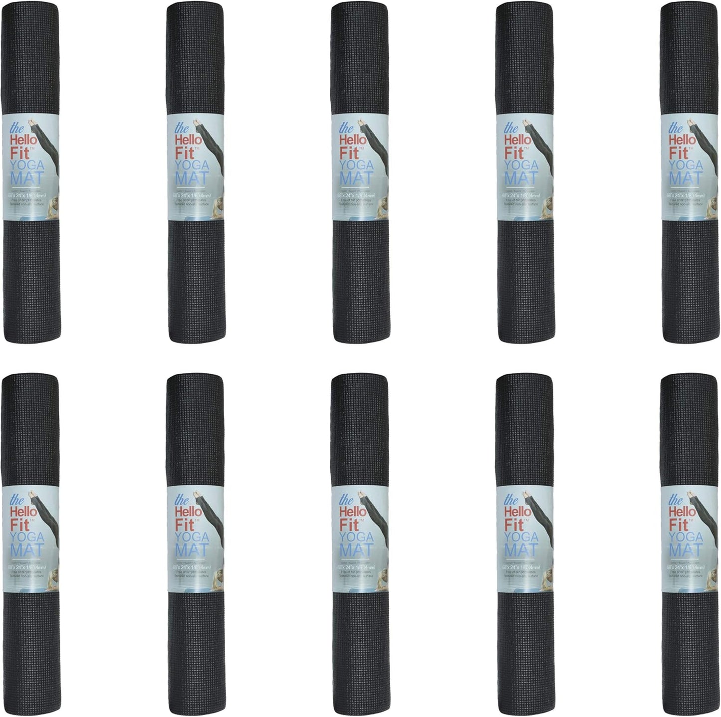 Bulk Yoga Mats, 10 Pack, 4mm Thick, 68x24in