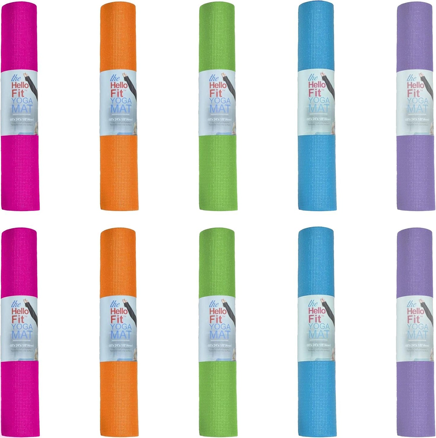 Bulk Yoga Mats, 10 Pack, 4mm Thick, 68x24in