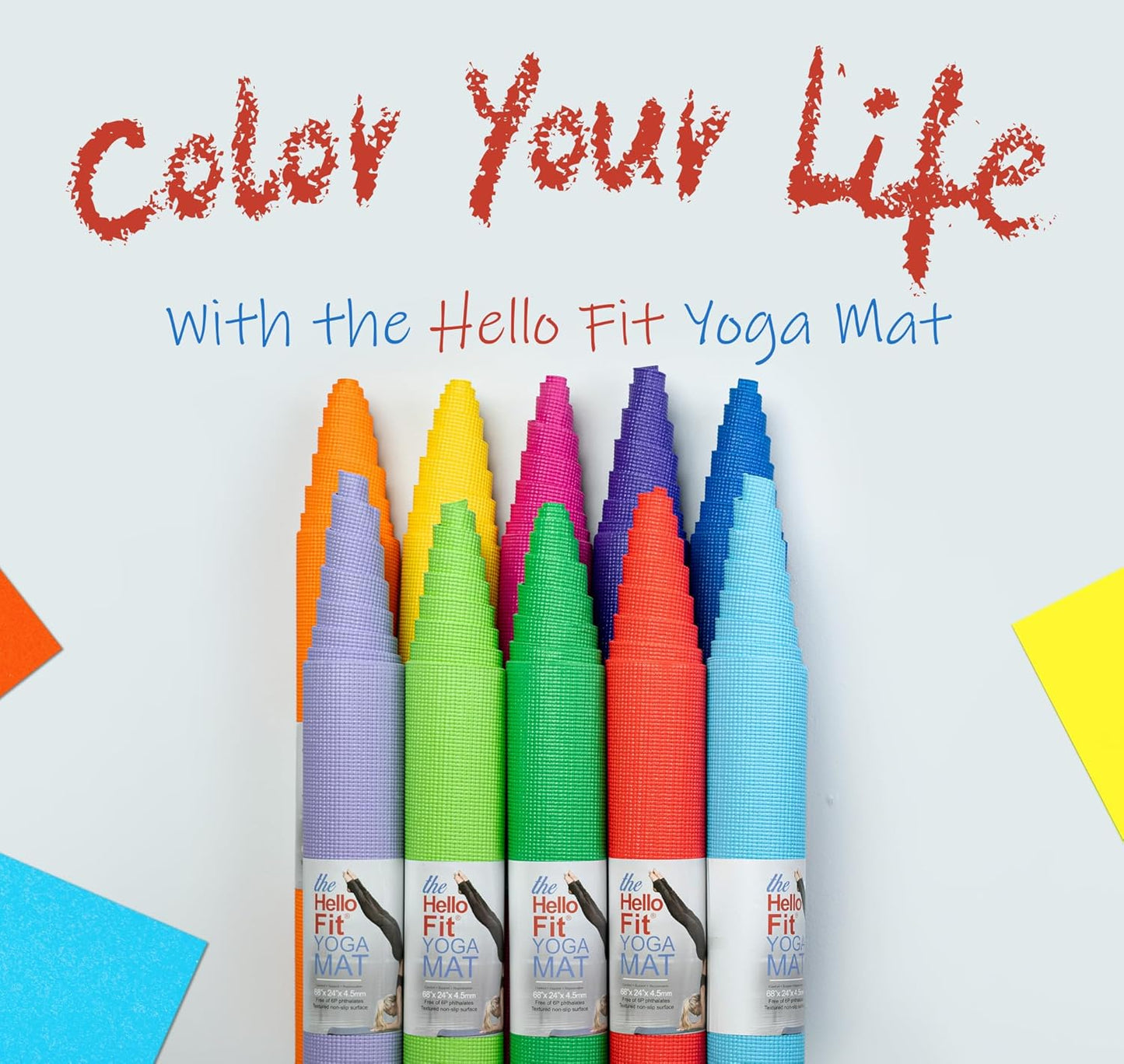 Bulk Yoga Mats, 10 Pack, 4mm Thick, 68x24in
