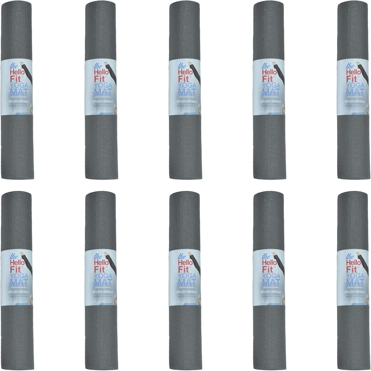 Bulk Yoga Mats, 10 Pack, 4mm Thick, 68x24in