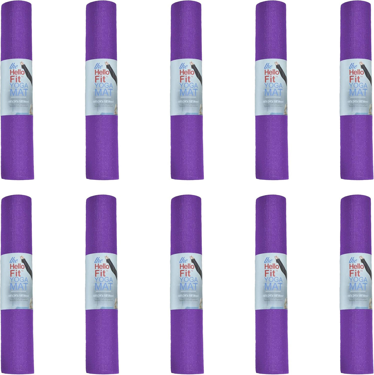 Bulk Yoga Mats, 10 Pack, 4mm Thick, 68x24in