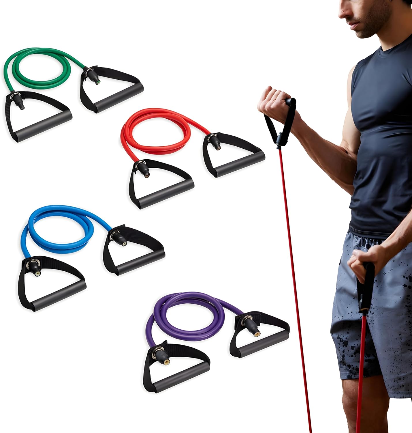 Xertube Resistance Bands with Handles – All Exercise Cords Sold Separately with Home Gym Workout Fitness Door Anchor Attachment Option