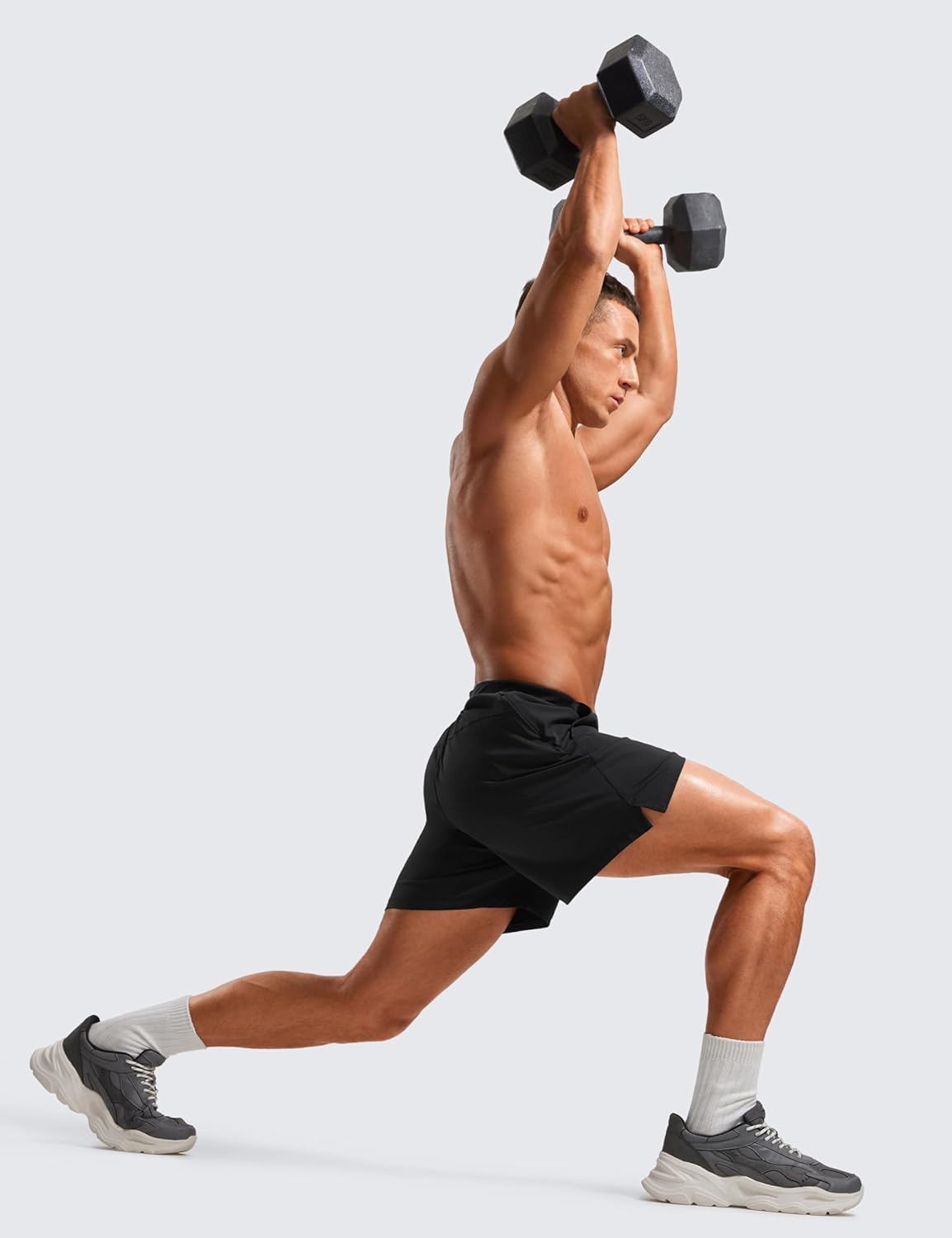 Mens Texture Training Shorts 5" - Side Split Quick Dry Lightweight for Workout Running with Zipper Pocket