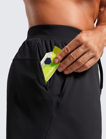 Mens Texture Training Shorts 5" - Side Split Quick Dry Lightweight for Workout Running with Zipper Pocket